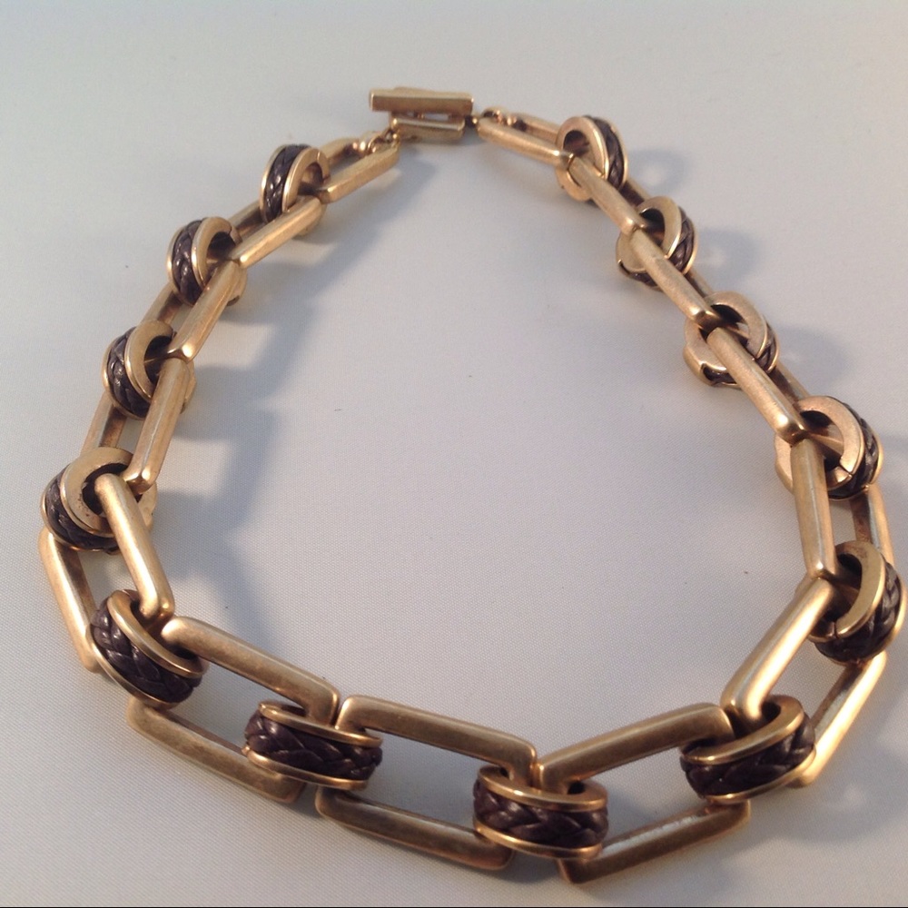 Ralph Lauren metal and leather necklace
